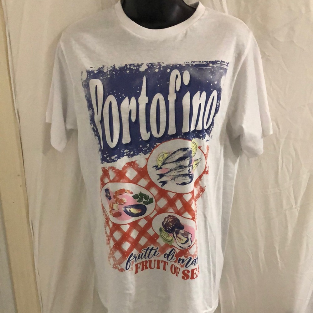 Portofino Frutti Di Mare Fruit Of The Sea Sardine White Tshirt Size Small New